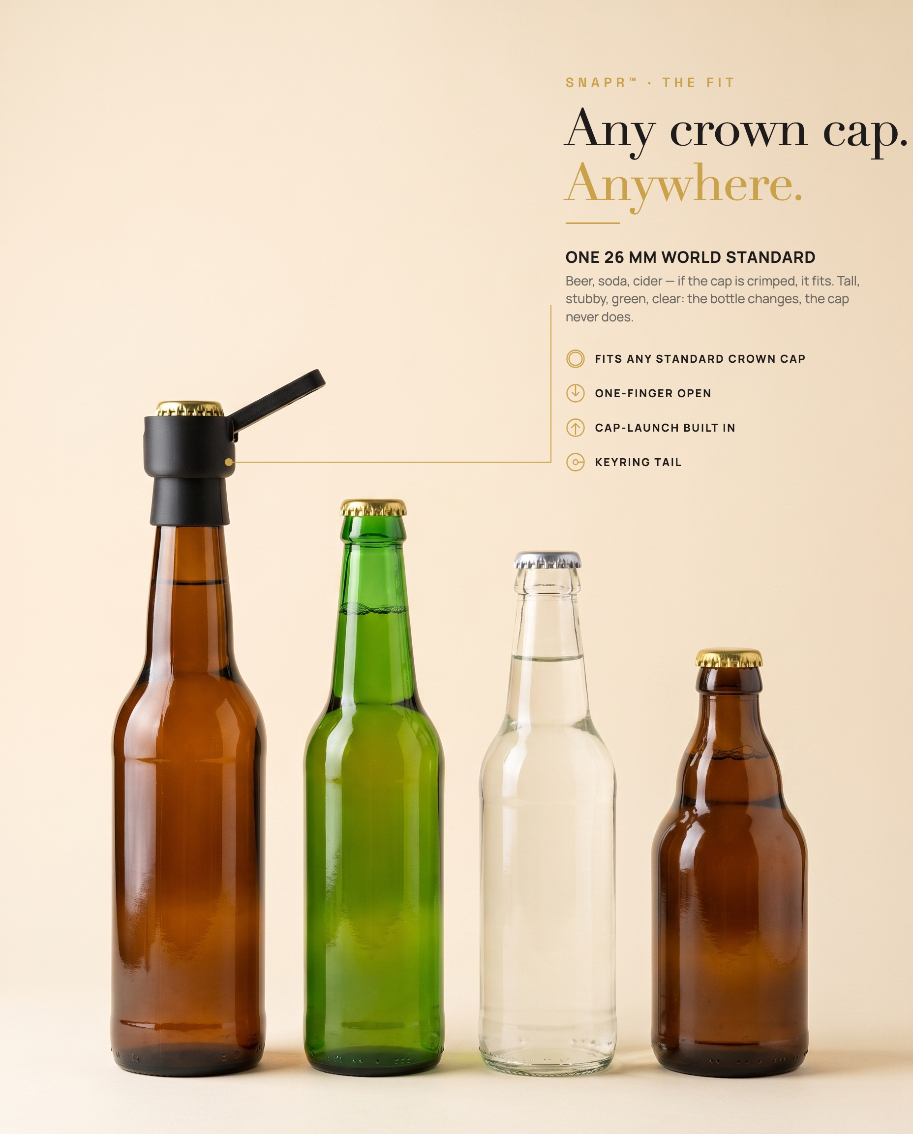 SNAPR crown-cap bottle opener